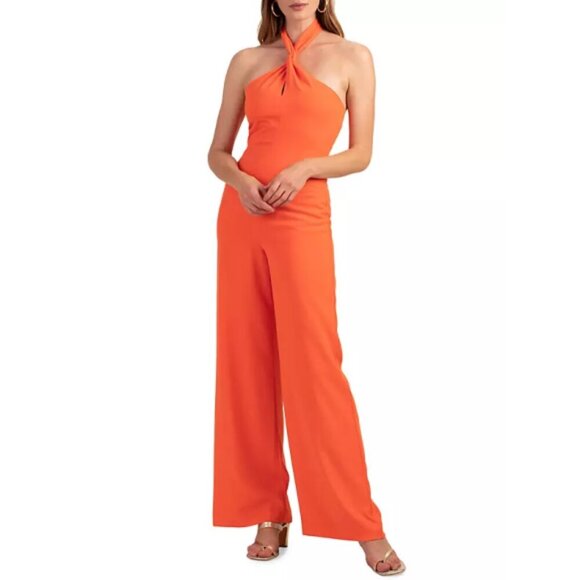 Trina Turk 'Wonderment' Sleeveless Halterneck Jumpsuit, Fire Island Orange - Picture 1 of 2